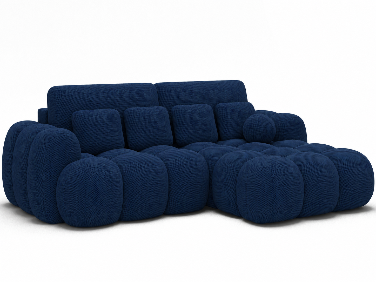 Canapé Saint-Germain avec coffre de rangement ouvert – tissu texturé 3D bleu
