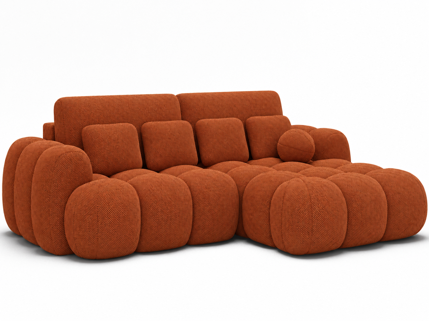 Canapé Saint-Germain converti en couchage 145x193 cm – tissu texturé 3D terracotta