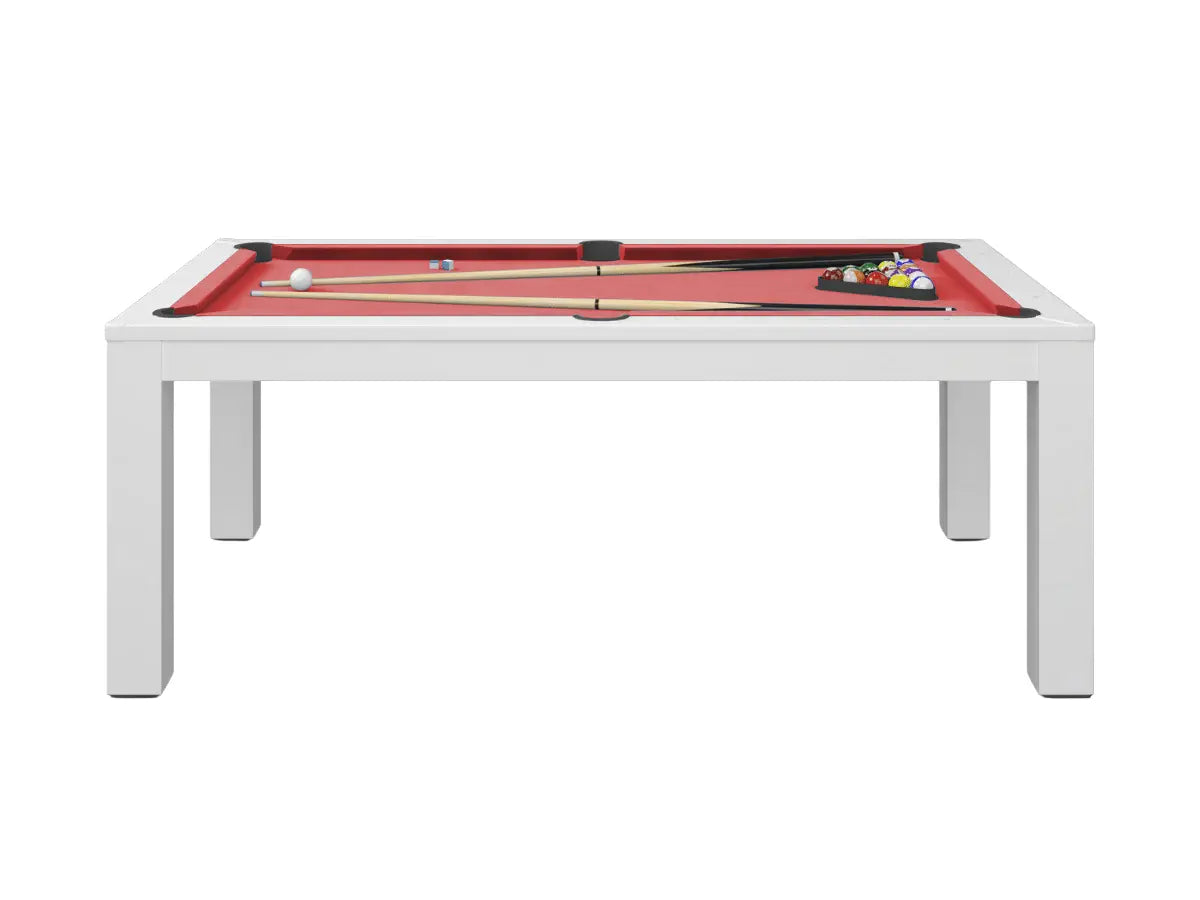 Table à manger convertible en billard blanc   Tapis-rouge-6-FT