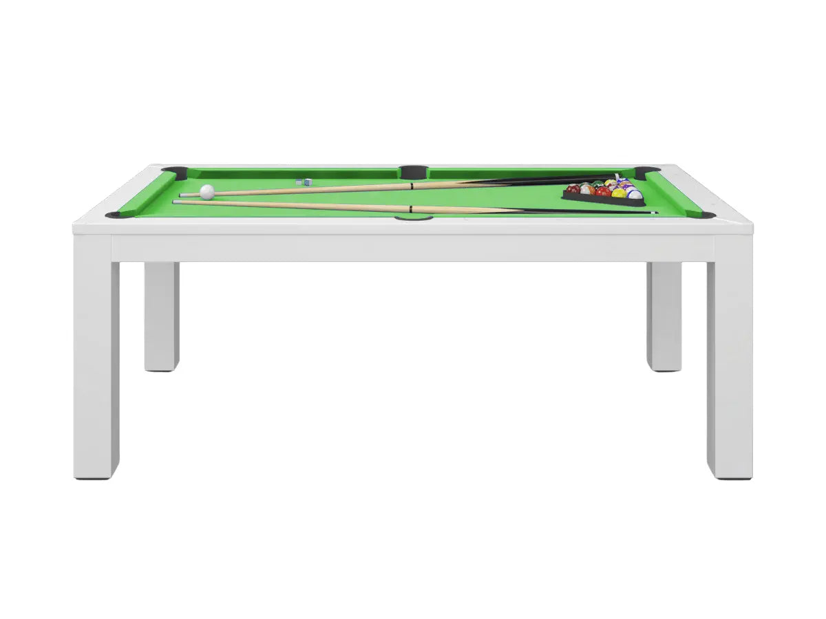 Table à manger convertible en billard blanc   Tapis-vert-6-FT