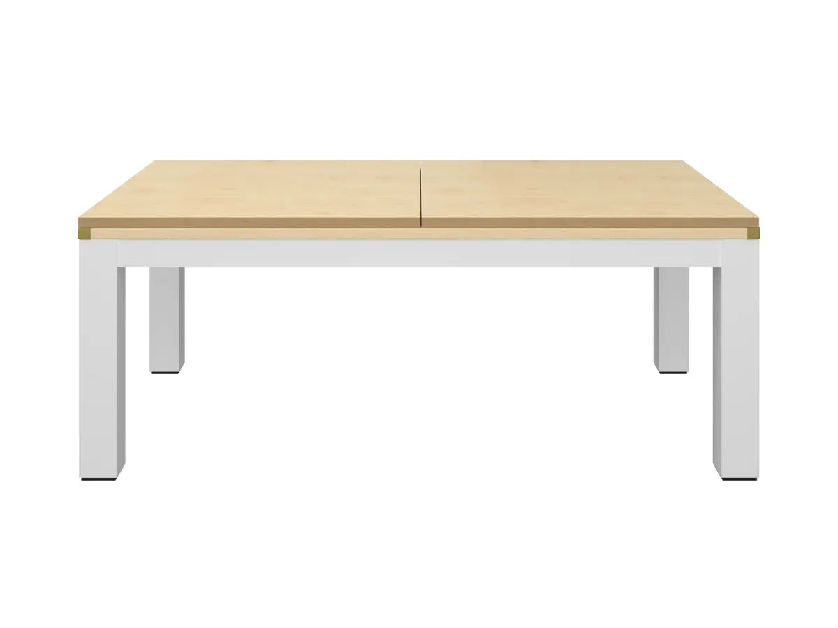 Mesa de comedor convertible en billar de madera y blanco  