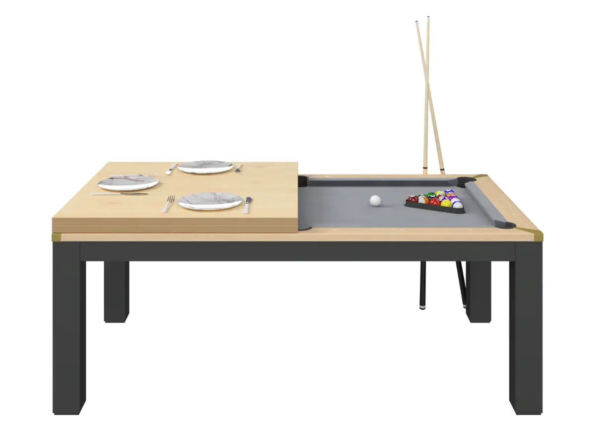 Table à manger convertible en billard bois et noir  