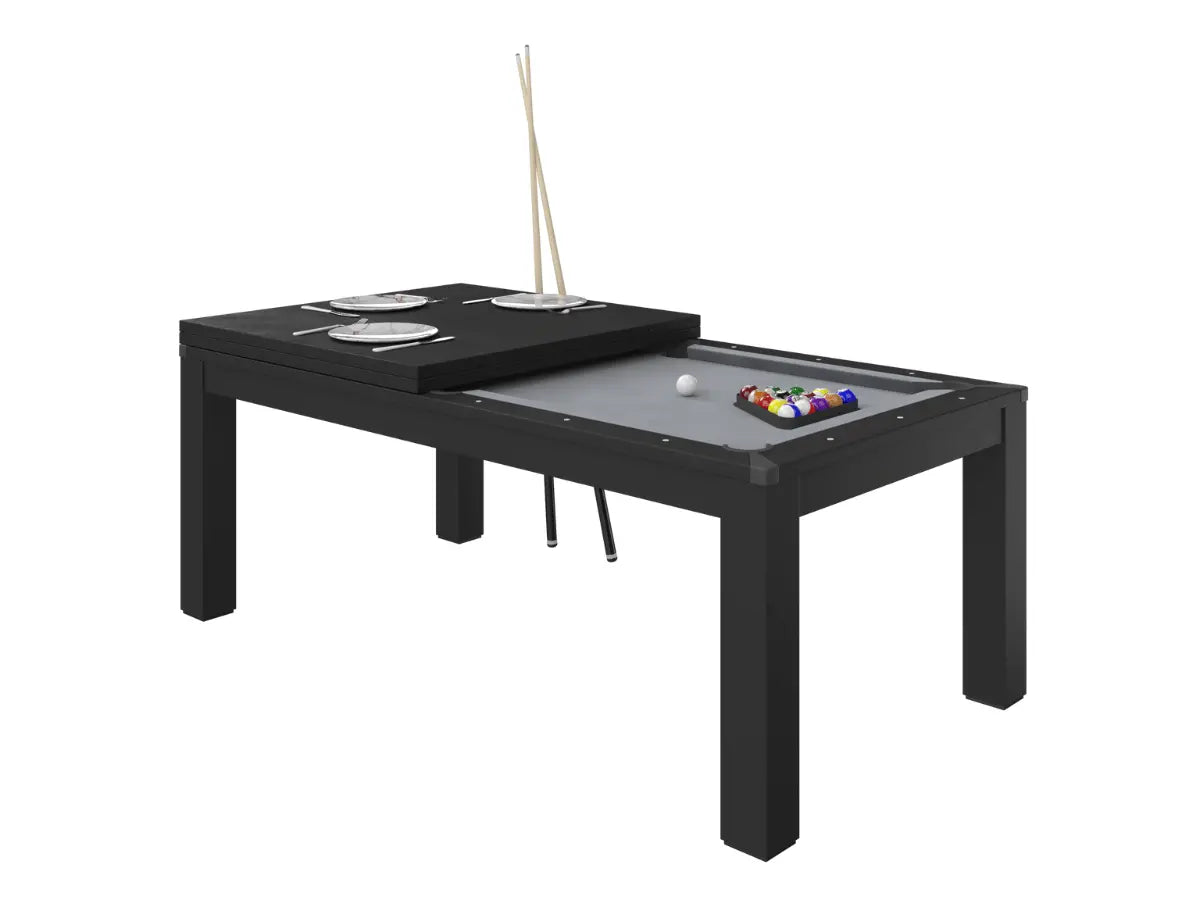 Mesa de comedor convertible en billar negro  