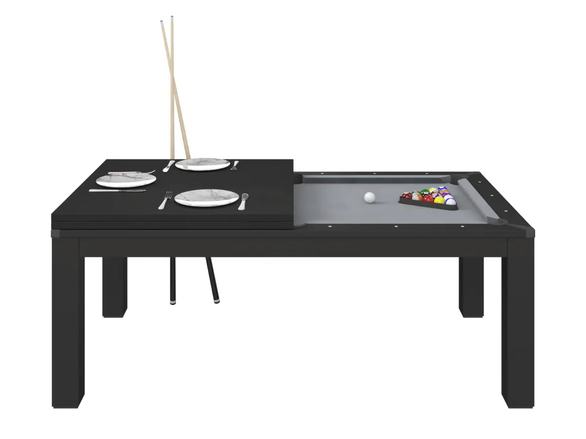 Mesa de comedor convertible en billar negro  