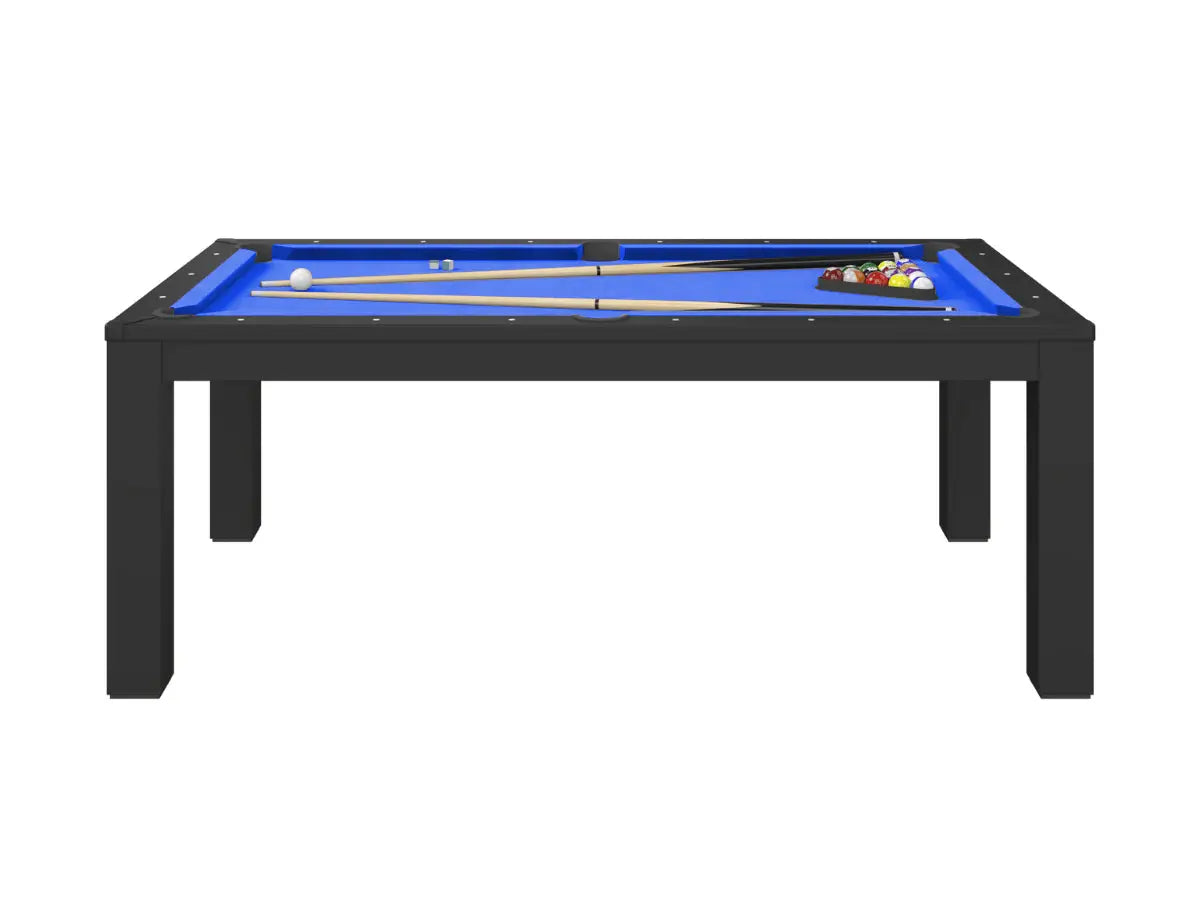 Table à manger convertible en billard noir   Tapis-bleu-6-FT