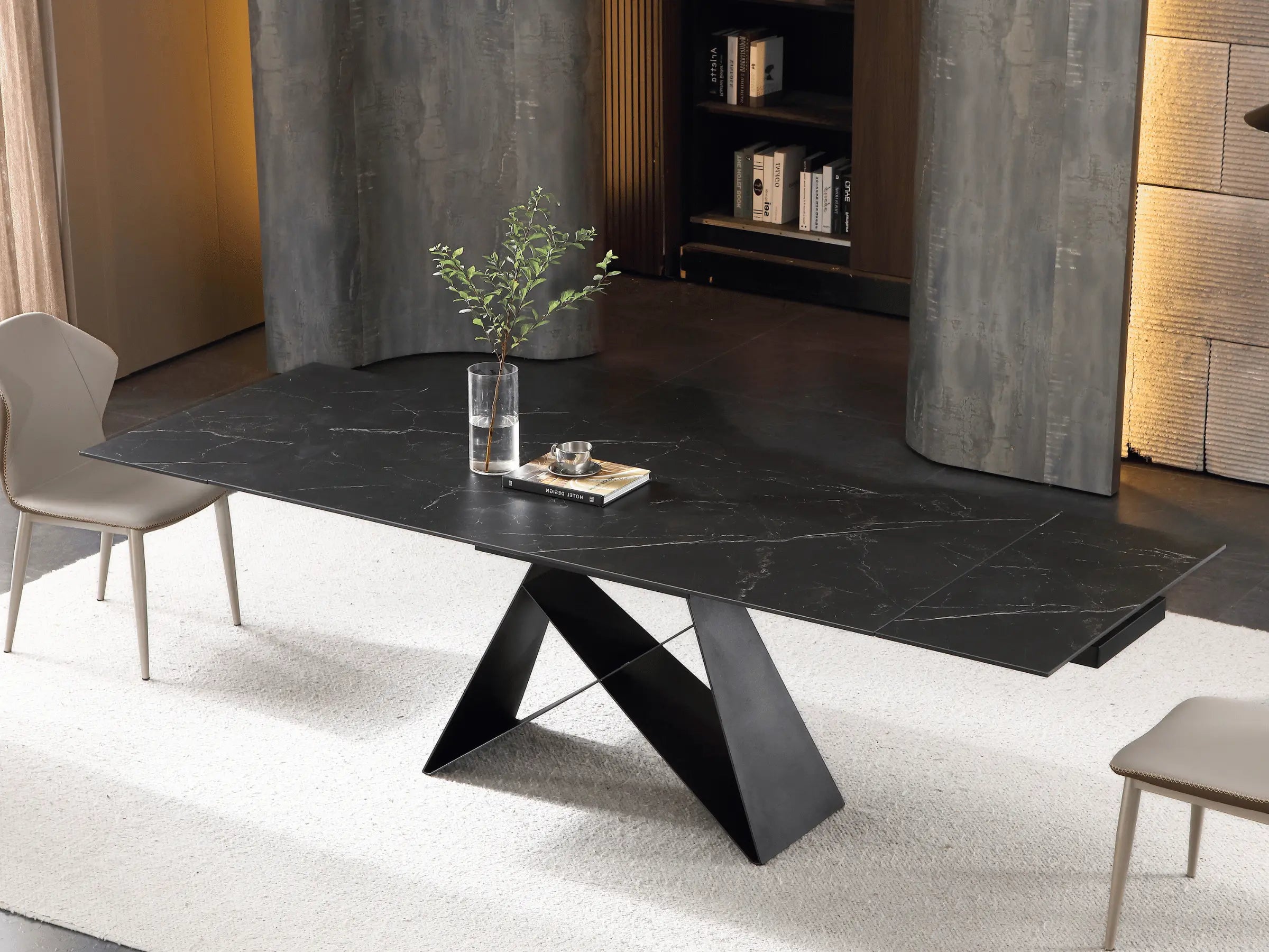 Table à manger extensible Masdar   Céramique-noir-180-260-90-cm