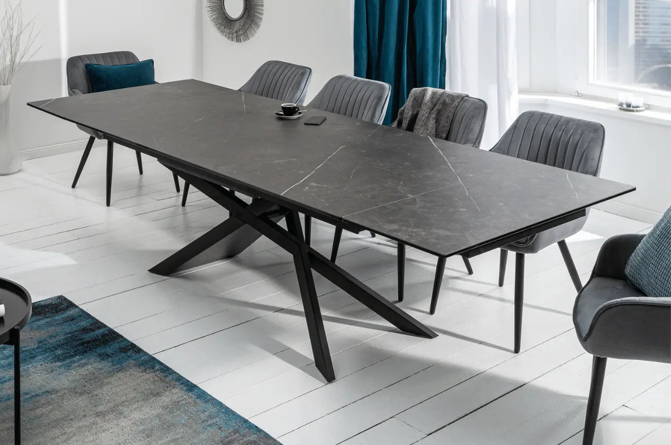 Table à manger extensible fabriquée en Italie - ZAPA   180-220-260cm-céramique-graphite