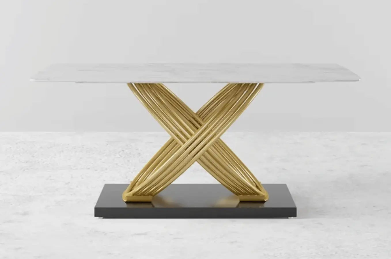 Mesa de comedor de diseño dorado - XAVIER  