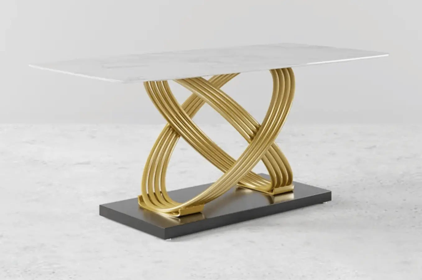 Mesa de comedor de diseño dorado - XAVIER  