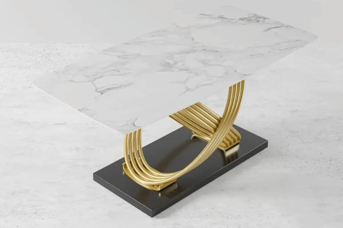 Mesa de comedor de diseño dorado - XAVIER  