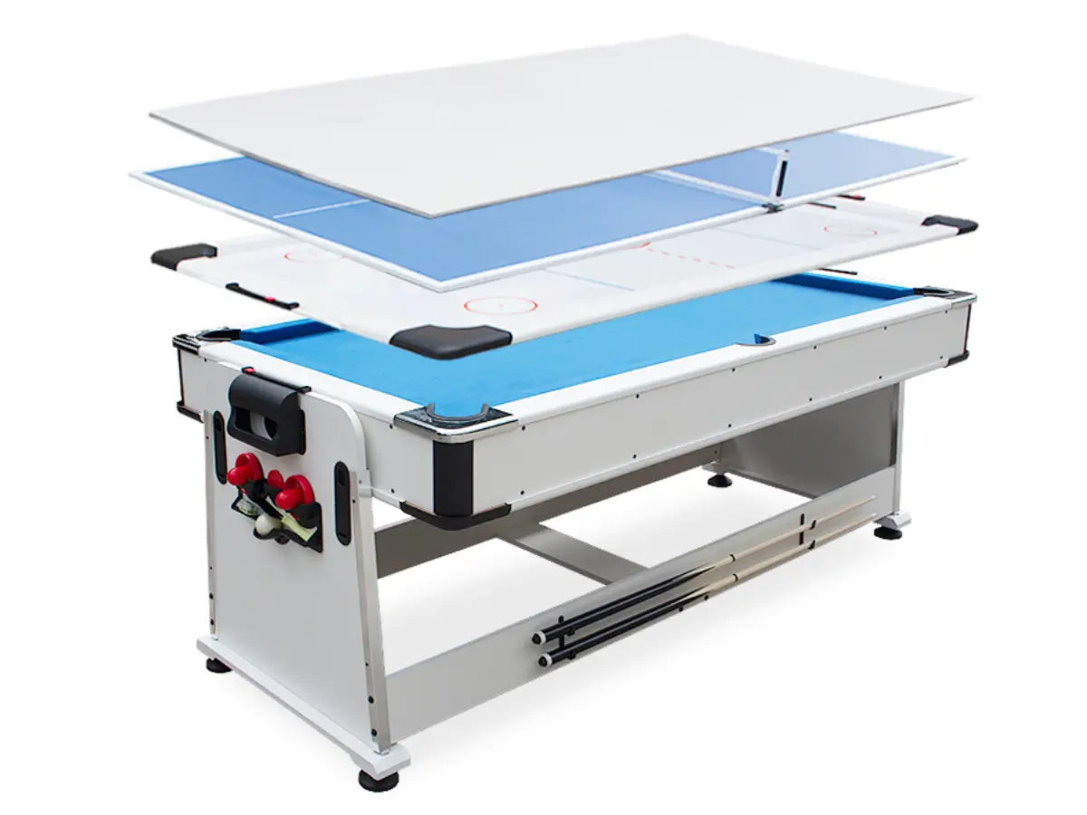 Mesa multijuegos air hockey billar ping pong Blanco