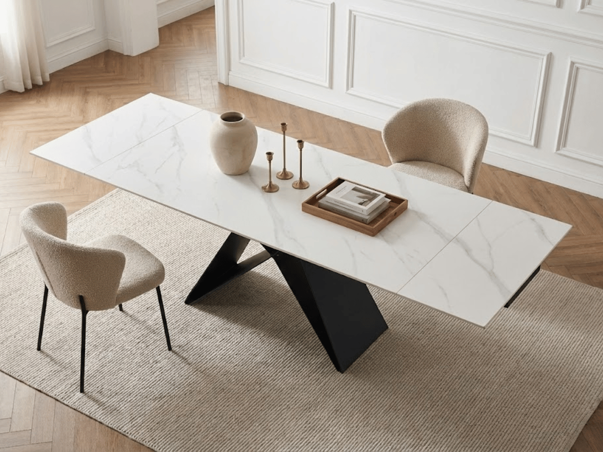 Table à manger extensible MASDAR en céramique – 180 cm fermée / 260 cm ouverte