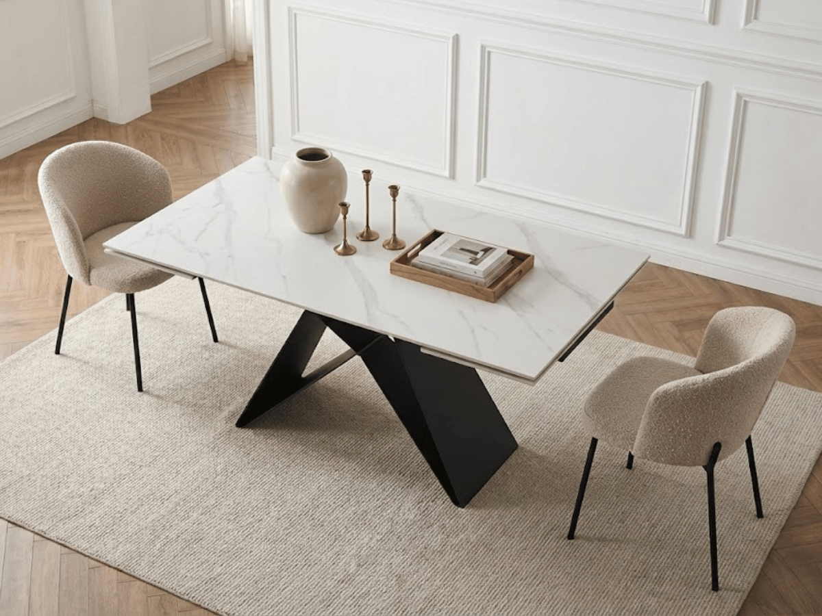 Table à manger extensible MASDAR en céramique – 180 cm fermée / 260 cm ouverte