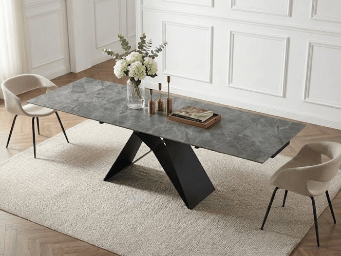 Table à manger extensible MASDAR en céramique – 180 cm fermée / 260 cm ouverte