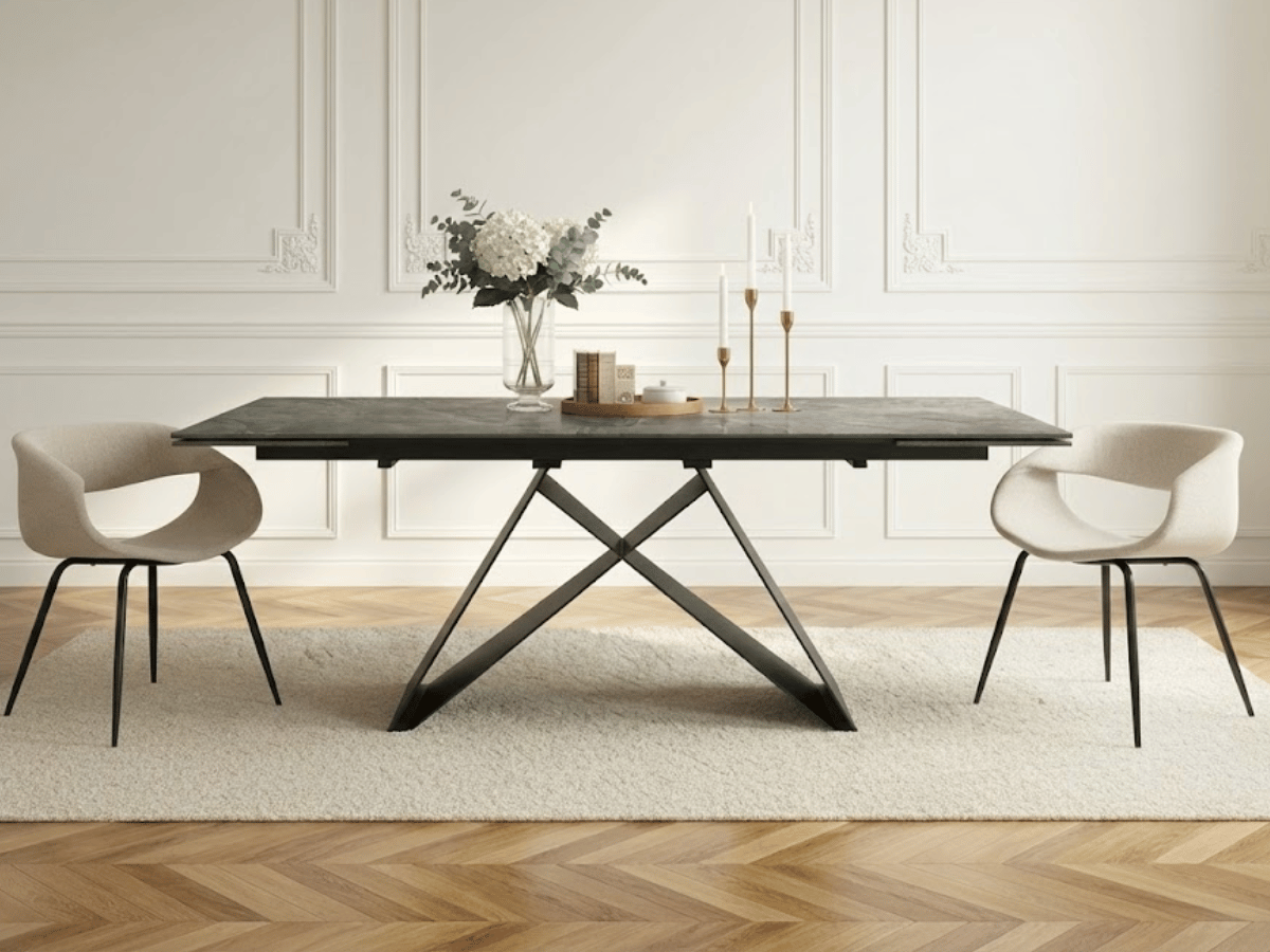 Table à manger extensible MASDAR en céramique – 180 cm fermée / 260 cm ouverte