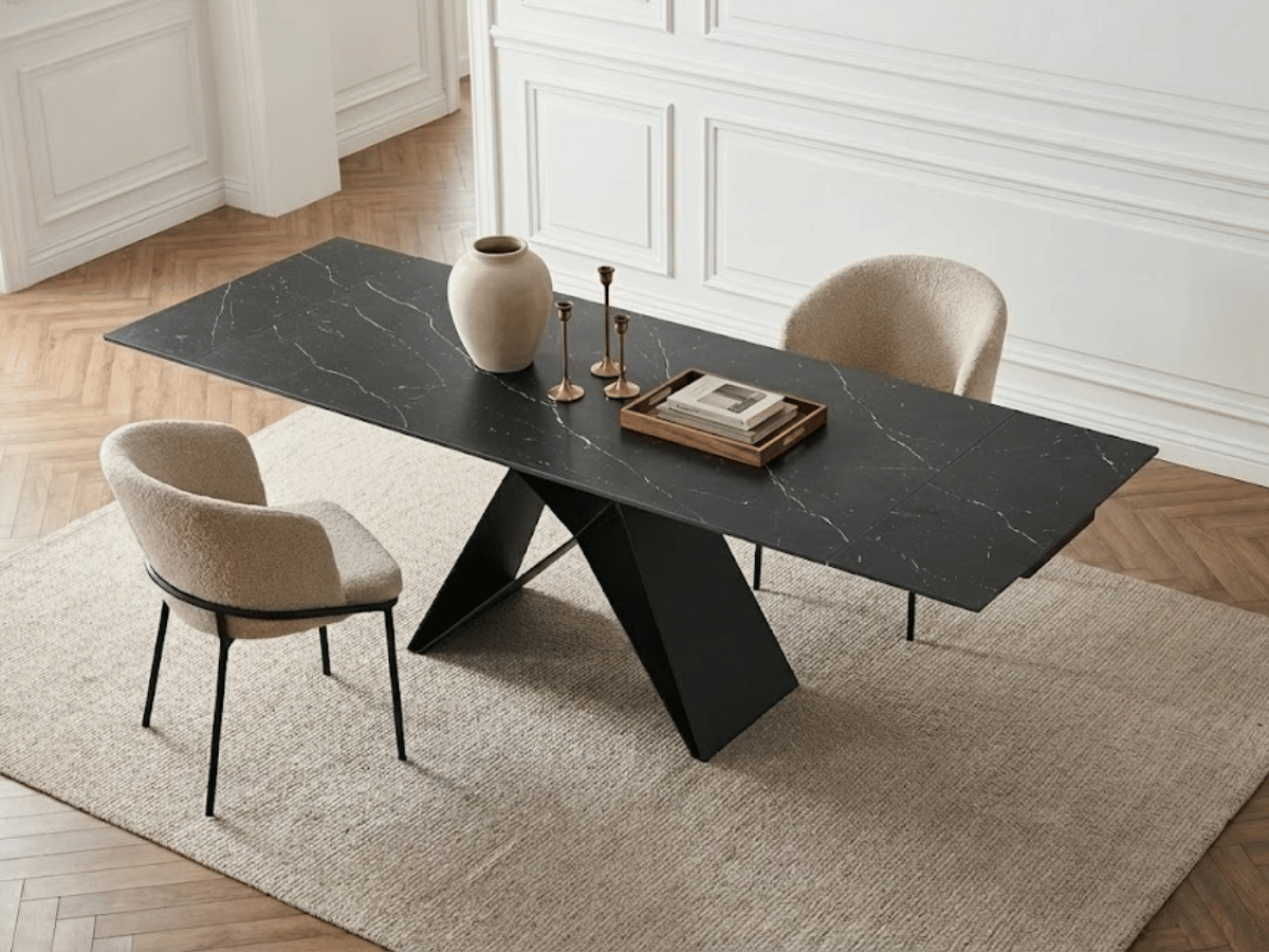 Table à manger extensible MASDAR en céramique – 180 cm fermée / 260 cm ouverte