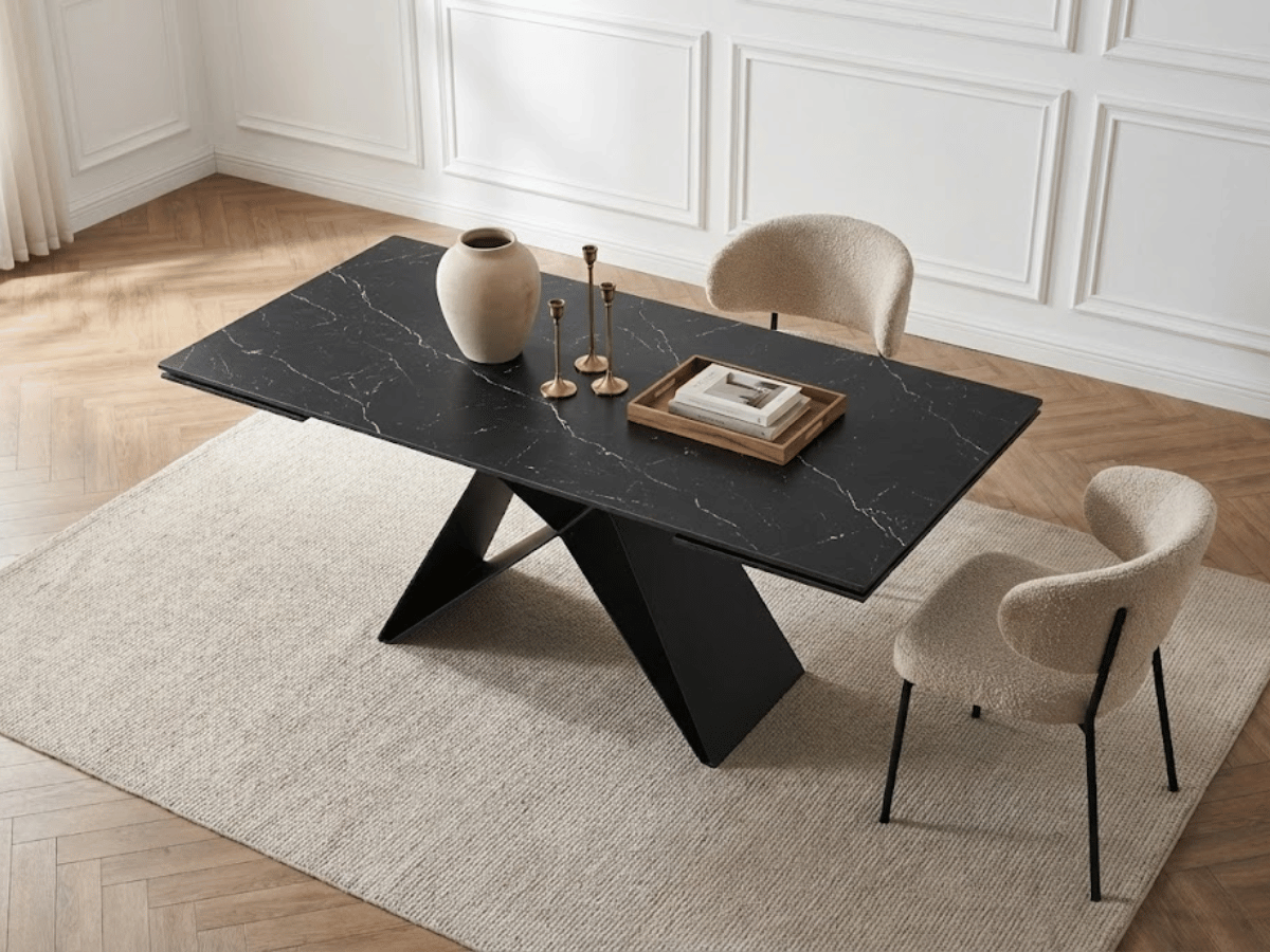 Table à manger extensible MASDAR en céramique – 180 cm fermée / 260 cm ouverte