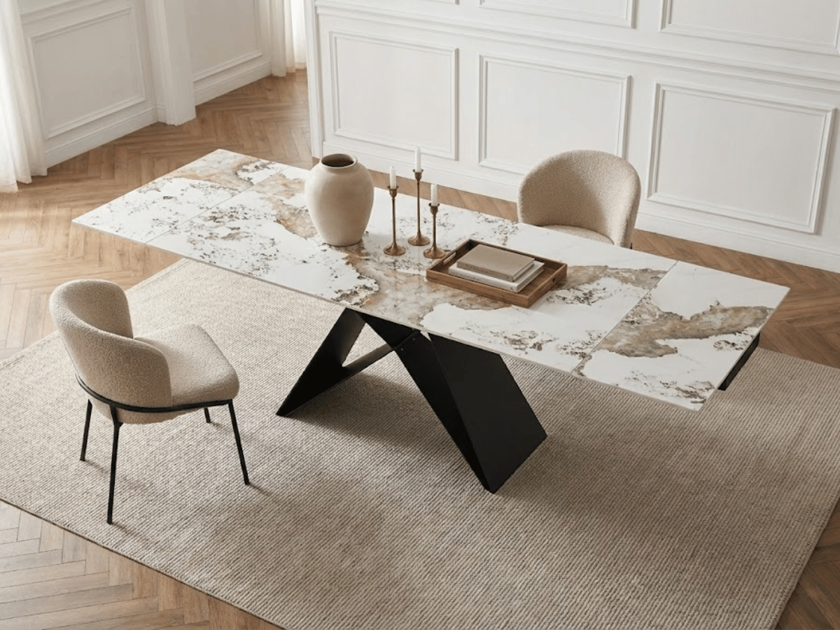 Table à manger extensible MASDAR en céramique – 180 cm fermée / 260 cm ouverte