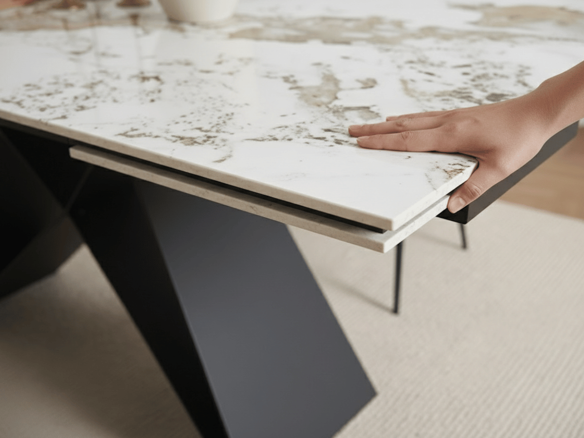 Table à manger extensible MASDAR en céramique – 180 cm fermée / 260 cm ouverte