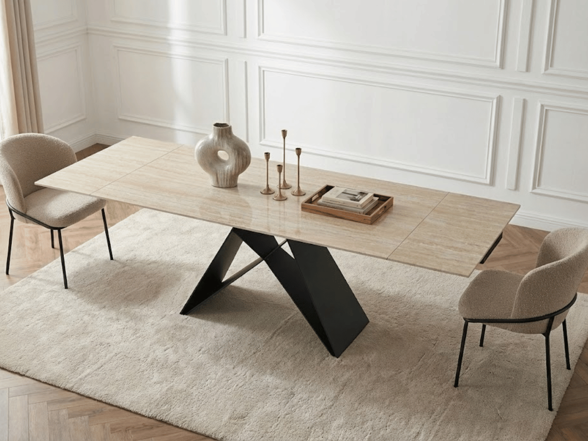 Table à manger extensible MASDAR en céramique – 180 cm fermée / 260 cm ouverte