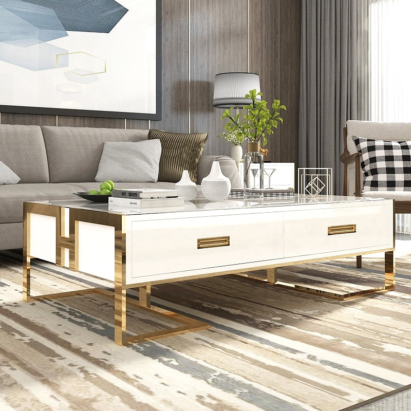 Table basse blanche avec tiroirs base or laqué Luxuria_8576.jpg