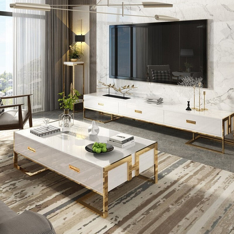 Table basse blanche avec tiroirs base or laqué Luxuria_8577.jpg
