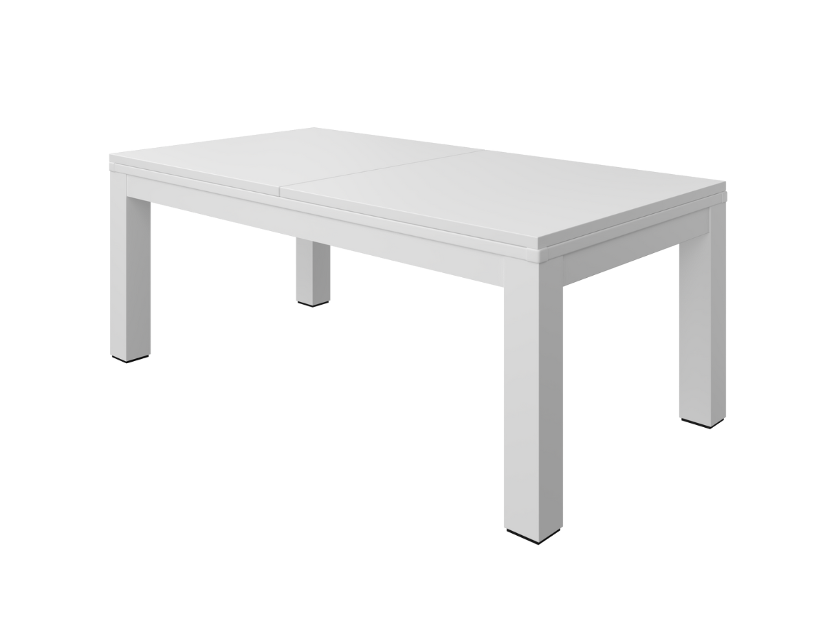 Mesa de comedor convertible en mesa de billar blanca