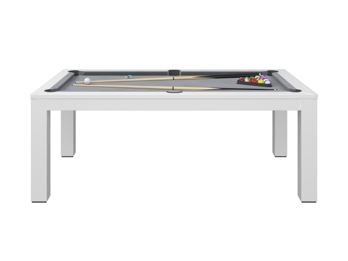 Mesa de comedor convertible en mesa de billar blanca