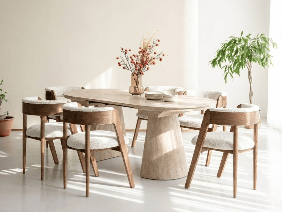 Table ronde extensible TARGA en bois – Ø 115 cm fermée / 185 cm ouverte – 2 rallonges intégrées