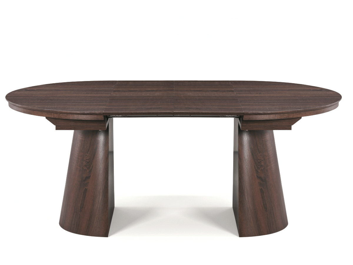 Table ronde extensible TARGA en bois – Ø 115 cm fermée / 185 cm ouverte – 2 rallonges intégrées