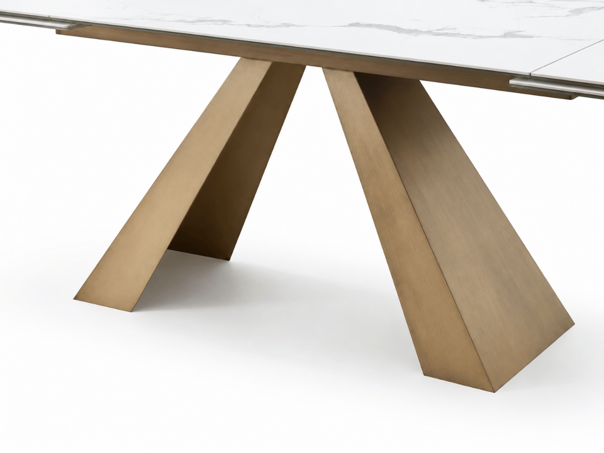 Table à manger extensible Calista – céramique marbre blanc 180 à 260 cm
