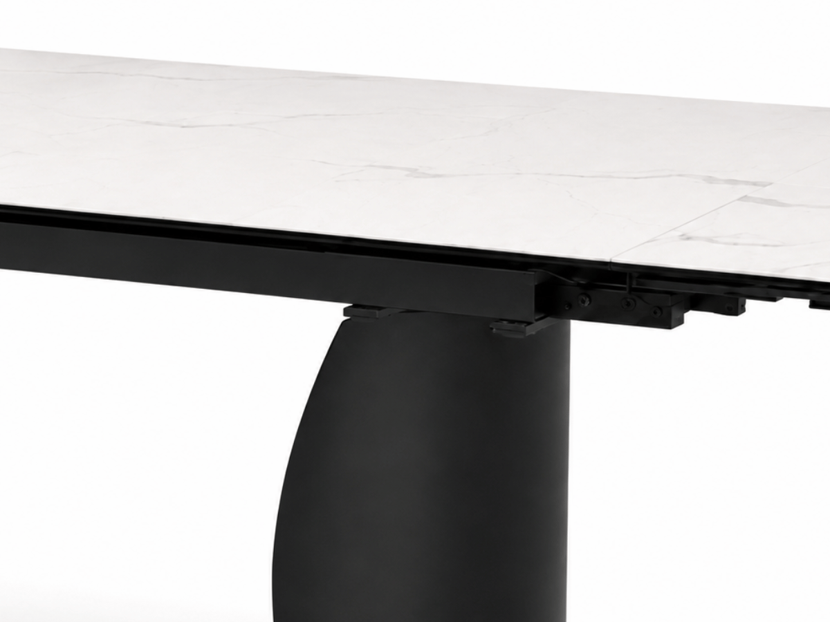 Table à manger extensible Milana 180–260 cm – Céramique effet marbre blanc