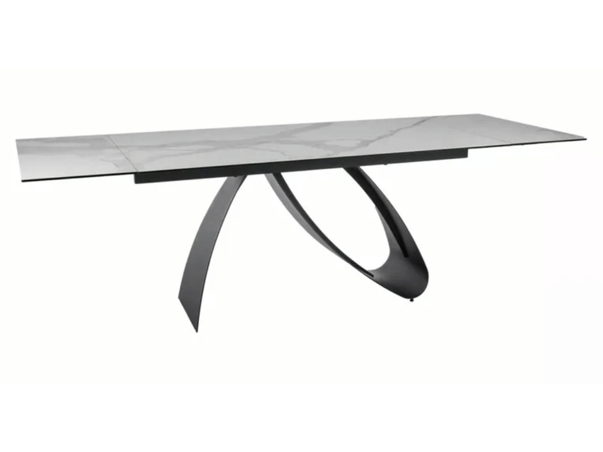 ALMA Mesa de comedor extensible de cerámica en mármol negro