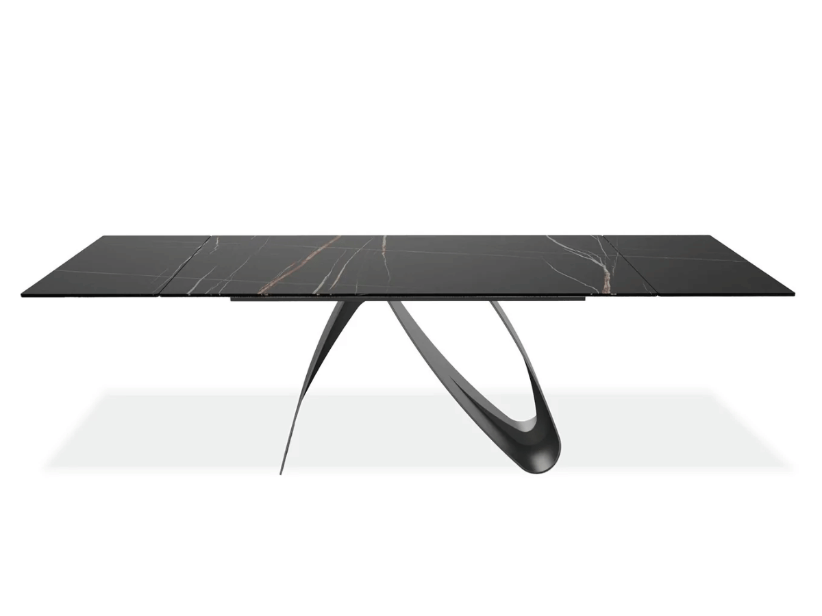 ALMA Mesa de comedor extensible de cerámica en mármol negro