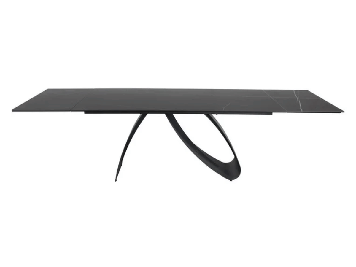 ALMA Mesa de comedor extensible de cerámica en mármol negro