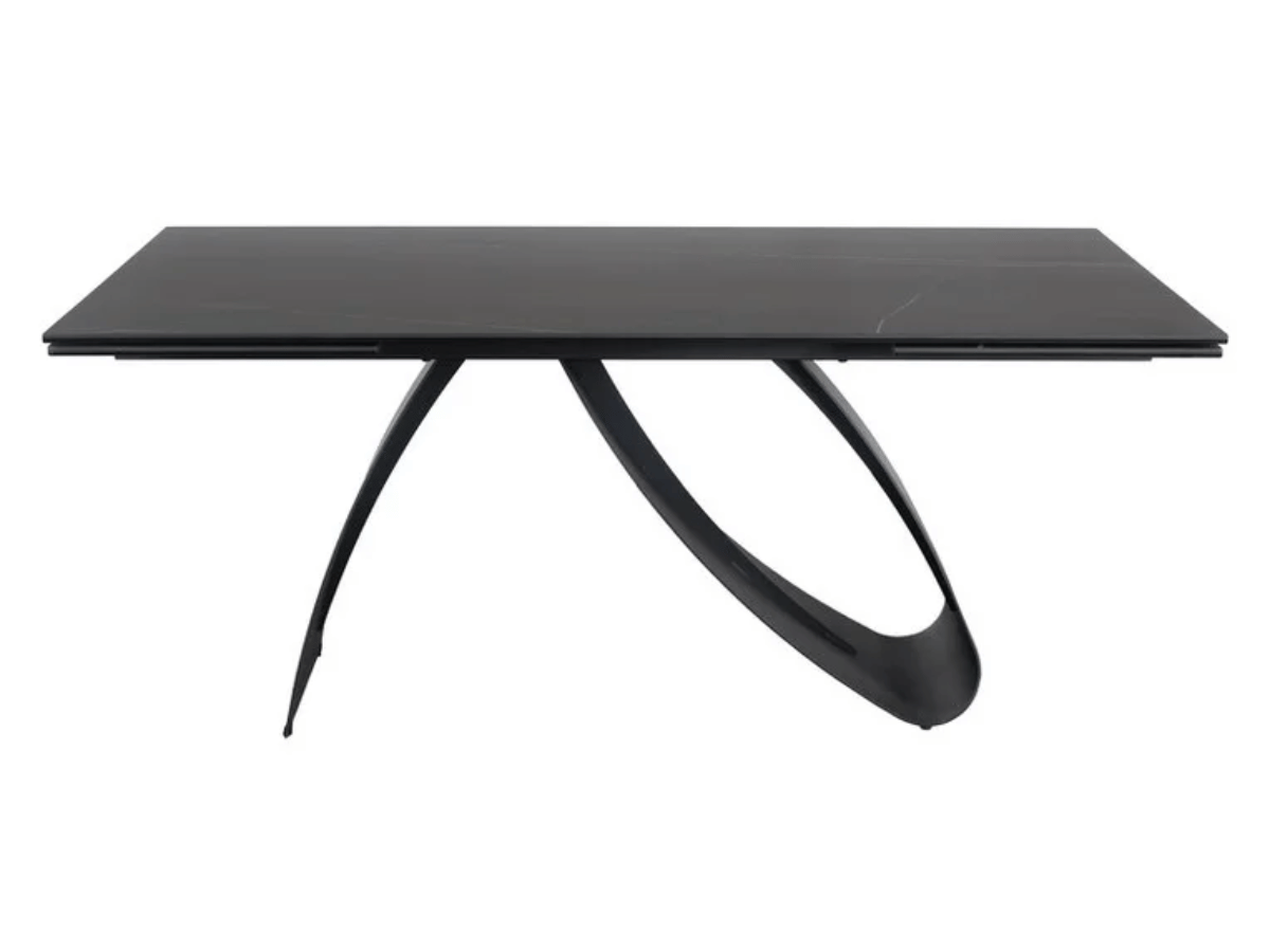 ALMA Mesa de comedor extensible de cerámica en mármol negro