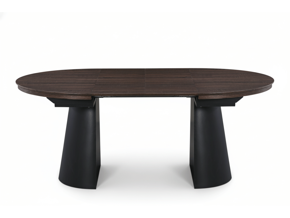 Table ronde extensible TARGA en bois – Ø 115 cm fermée / 185 cm ouverte – 2 rallonges intégrées