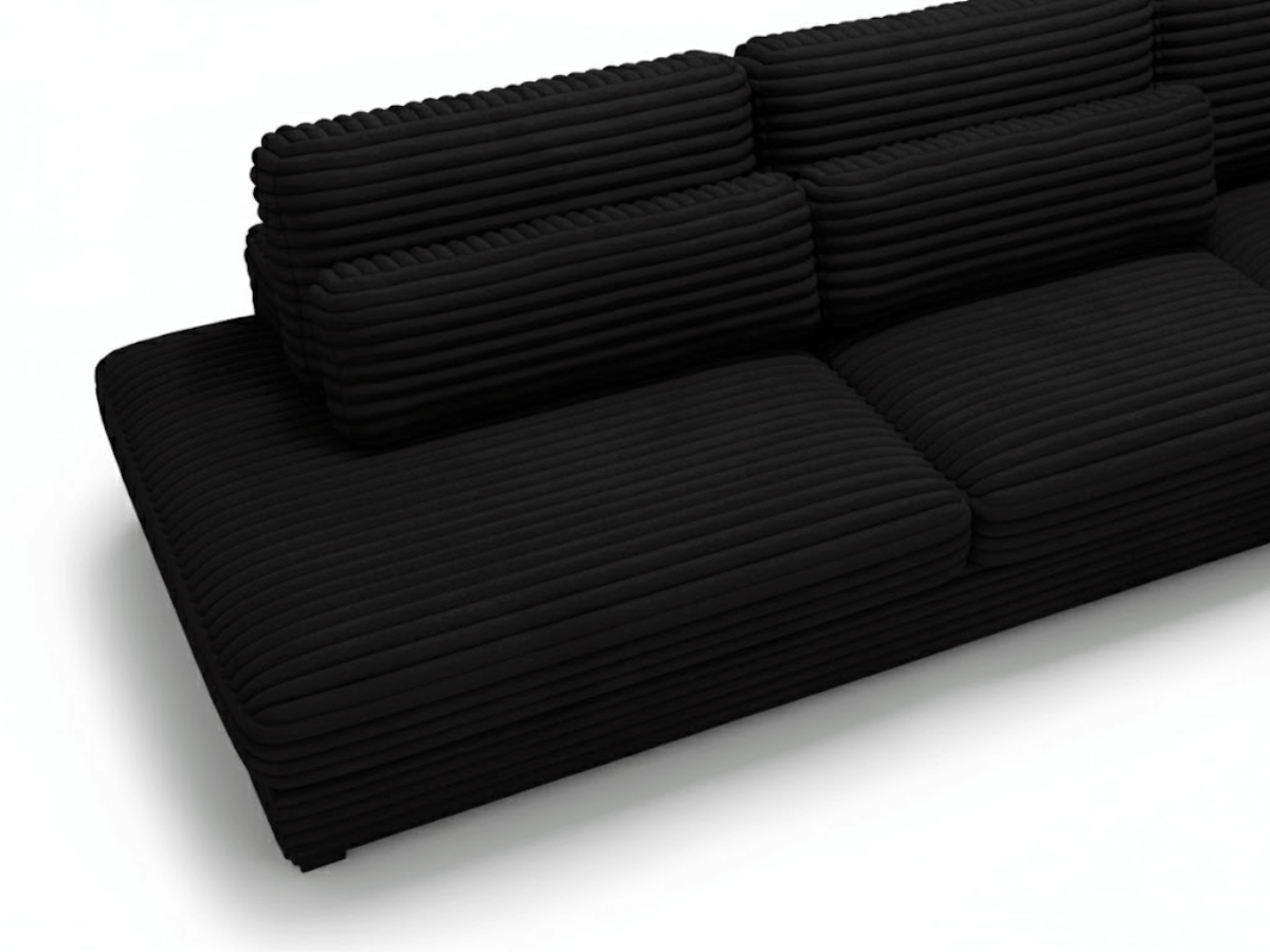 Canapé d'angle velours côtelé grand épaisseur noir VENDOME