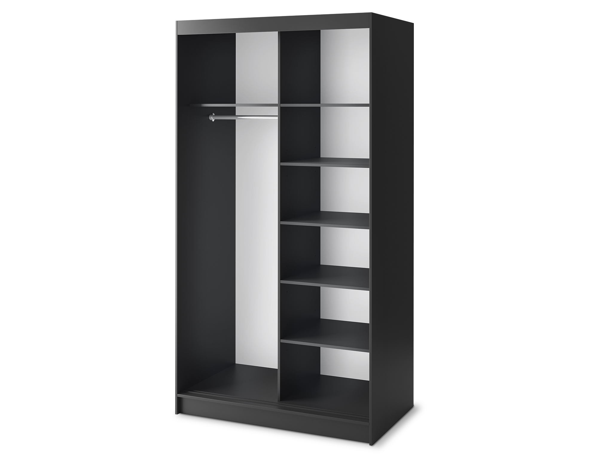 Armoire Dressing Coulissante 120 & 180 cm – Noir & Chêne Caramel – Miroir en option – CARVANO