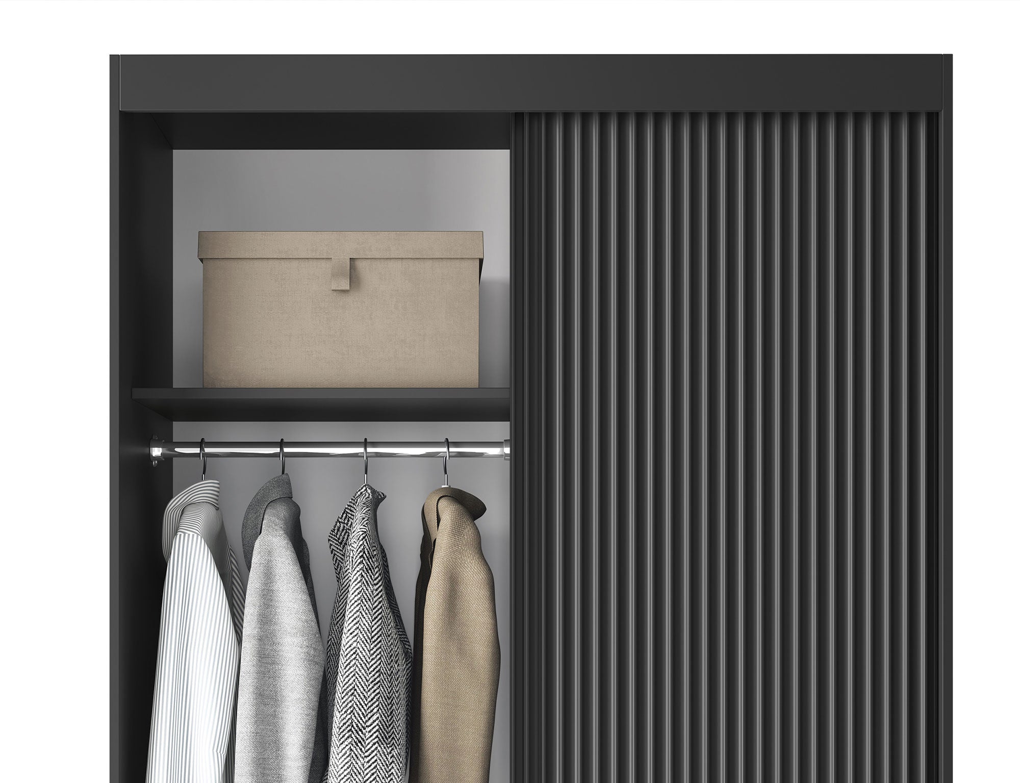 Armoire Dressing Coulissante 120 & 180 cm – Noir ou Blanc – Miroir Optionnel - RAVENTO