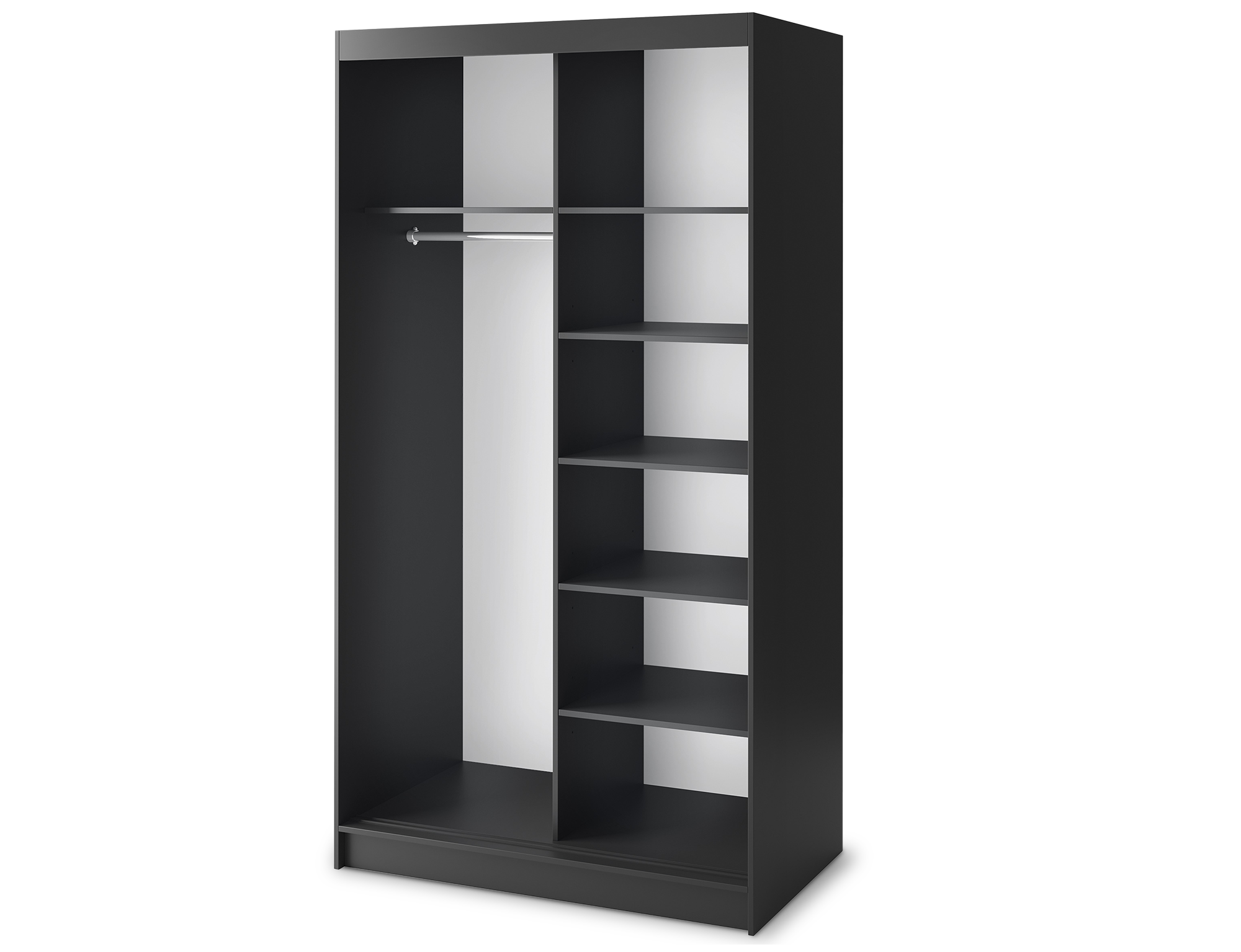 Armoire Dressing Coulissante 120 & 180 cm – Noir ou Blanc – Miroir Optionnel - RAVENTO