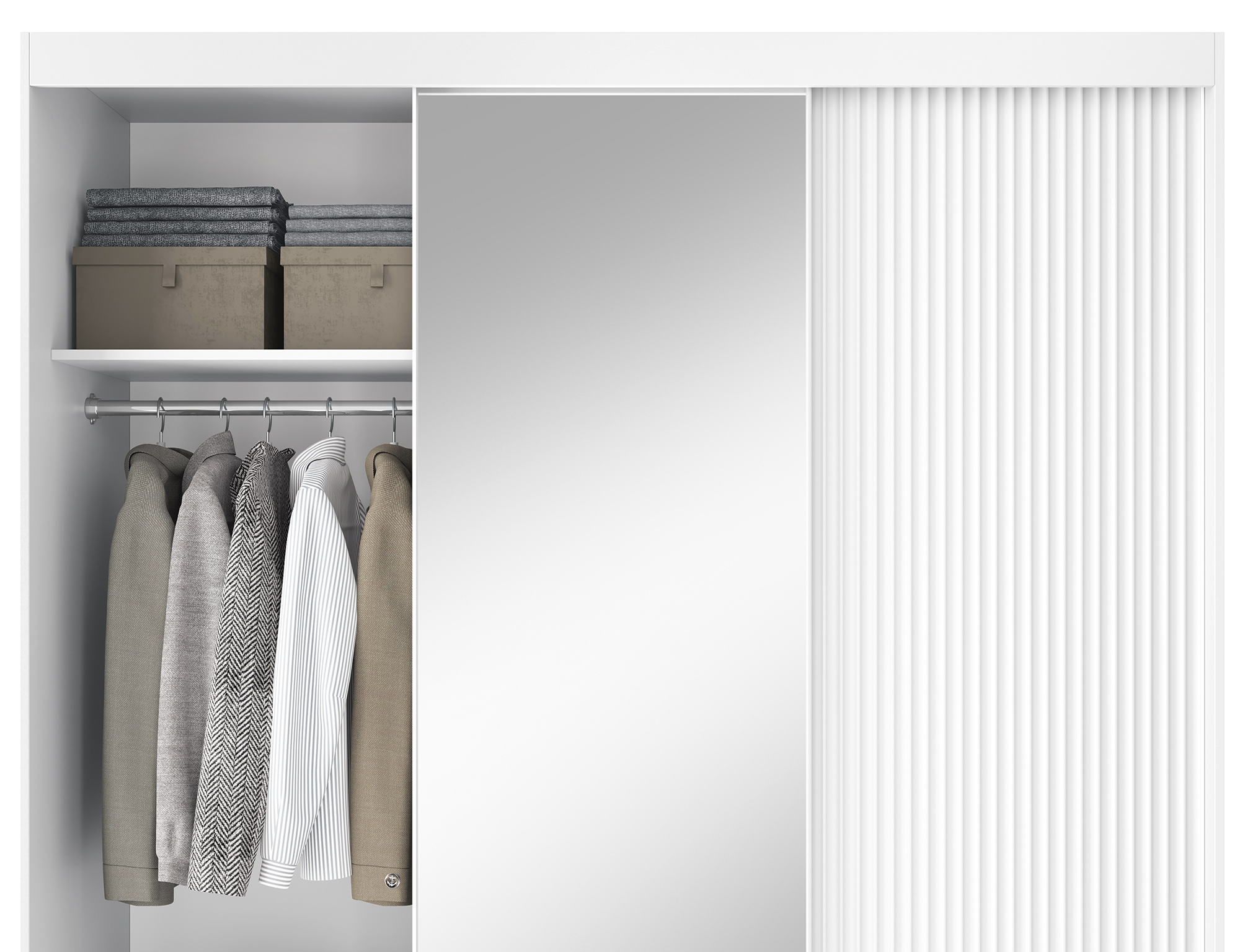 Armoire Dressing Coulissante 120 & 180 cm – Noir ou Blanc – Miroir Optionnel - RAVENTO