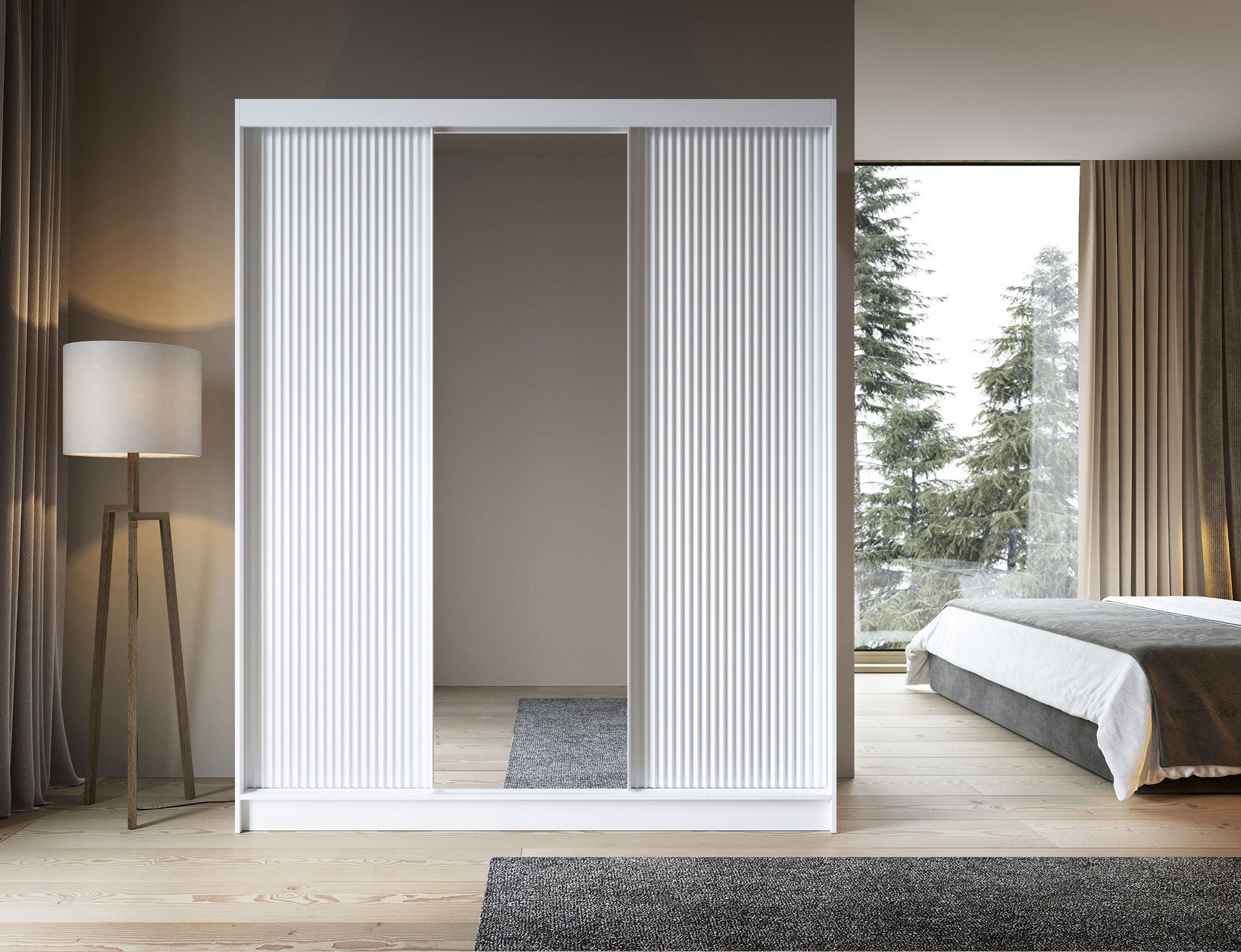 Armoire Dressing Coulissante 120 & 180 cm – Noir ou Blanc – Miroir Optionnel - RAVENTO