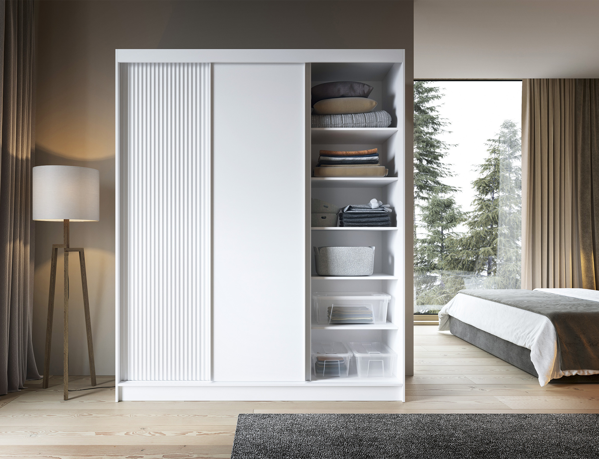 Armoire Dressing Coulissante 120 & 180 cm – Noir ou Blanc – Miroir Optionnel - RAVENTO