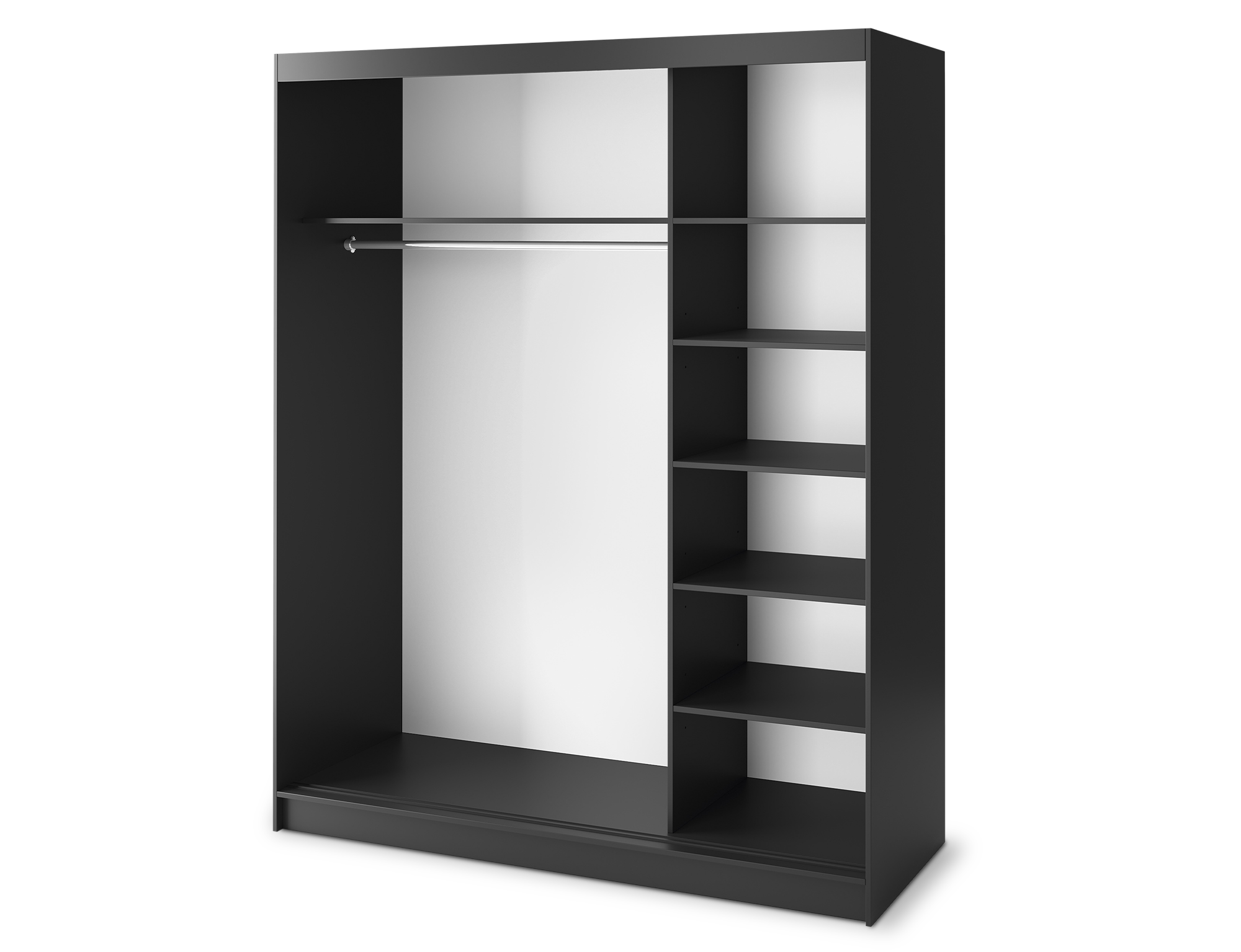 Armoire Dressing Coulissante 120 & 180 cm – Noir & Chêne Caramel – Miroir en option – CARVANO