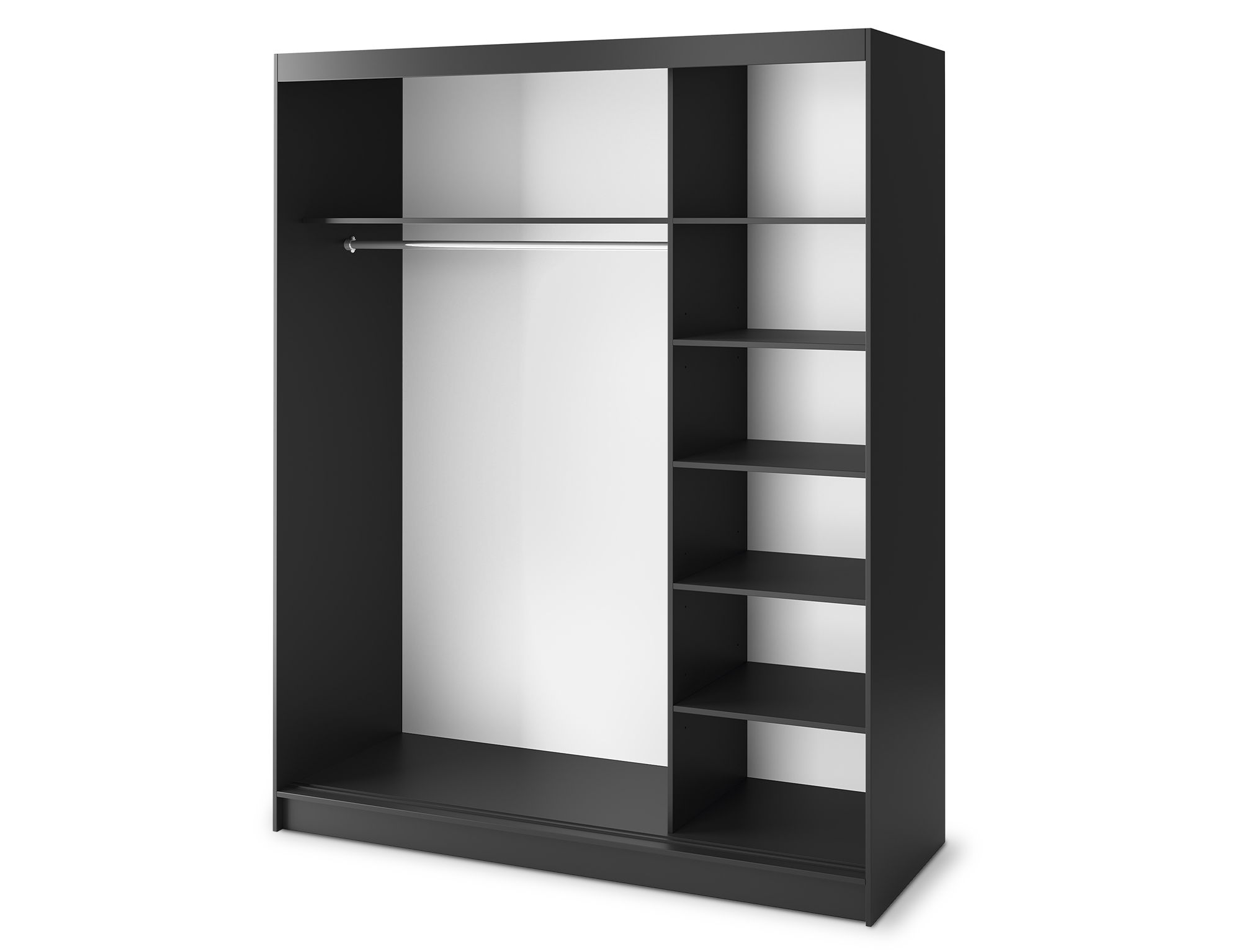 Armoire Dressing Coulissante 120 & 180 cm – Noir & Chêne Caramel – Miroir en option – CARVANO