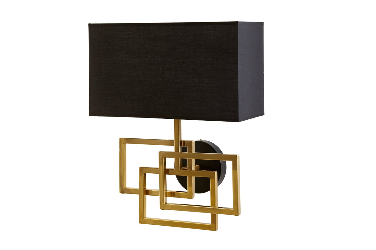 Applique moderne ATLANTIS 44cm abat-jour en tissu doré lampe noire