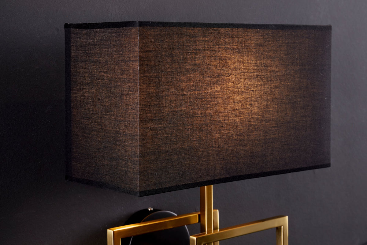 Applique moderne ATLANTIS 44cm abat-jour en tissu doré lampe noire