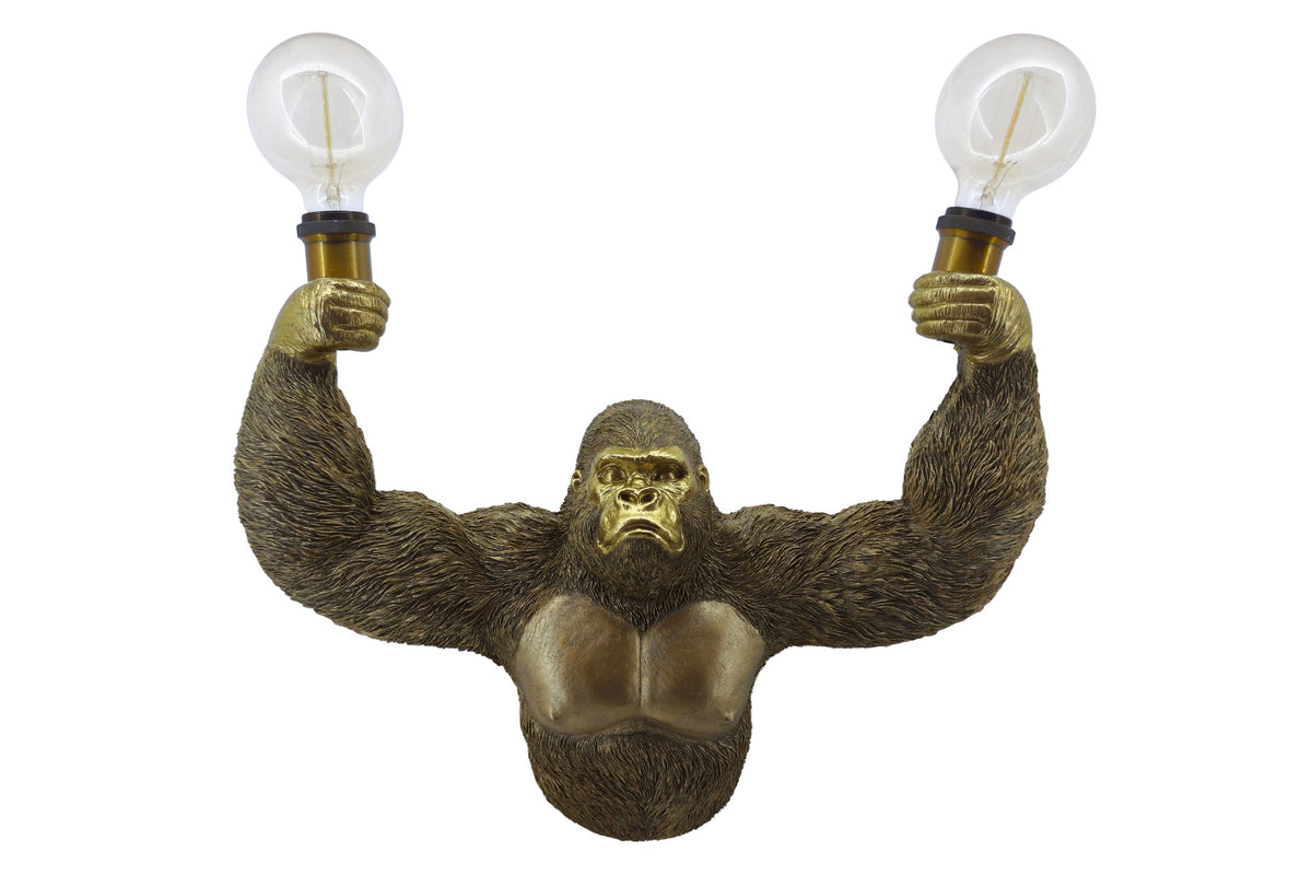 Applique moderne KING APE 50cm sculpture de singe doré faite à la main
