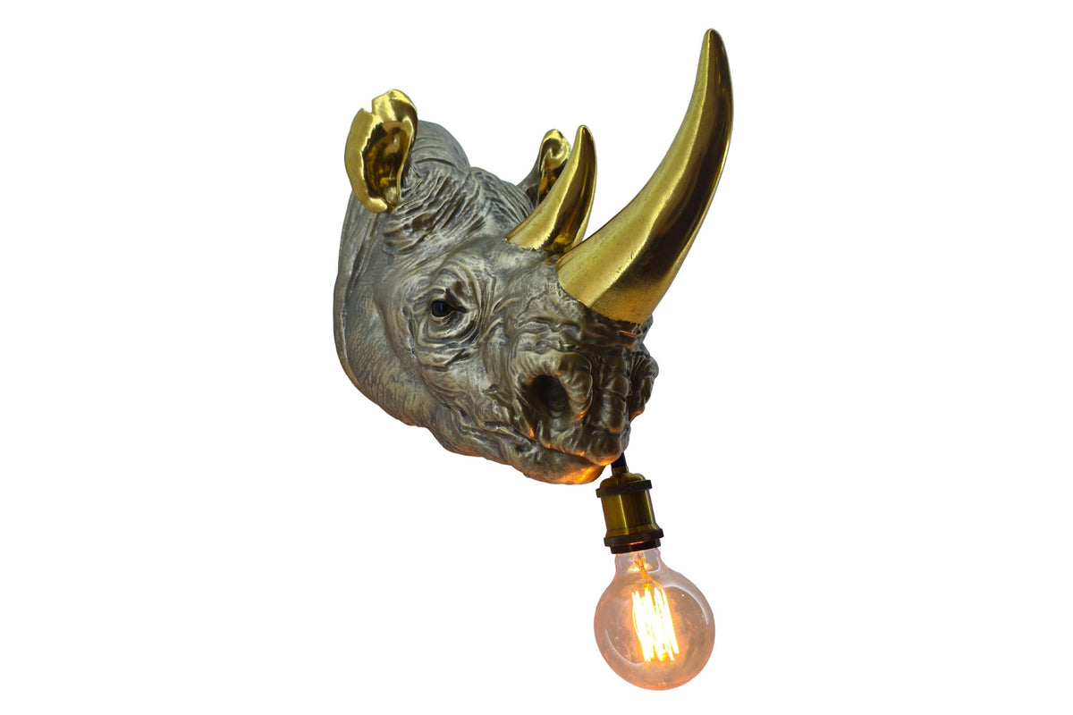 Applique murale moderne RHINO 40cm or sculpture de rhinocéros faite à la main